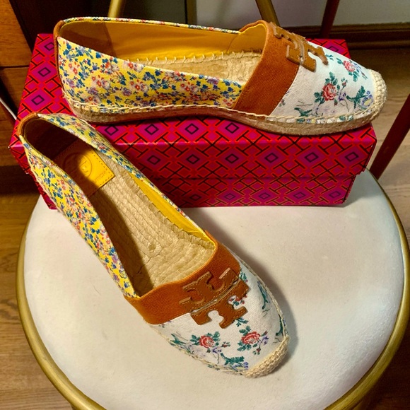TORY BURCH WESTON FLAT ESPADRILLE FRENCH PAISLEY FLORAL/LIBERTY DITSY SZ US 8.5 - Picture 3 of 6